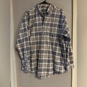 Nautica Checkered Long Sleeve Shirt in Blue and Tan